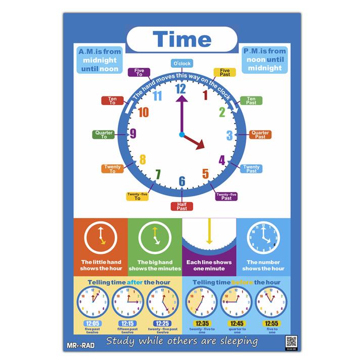 پوستر آموزشی مستر راد طرح آموزش خواندن ساعت مدل time 83423-09